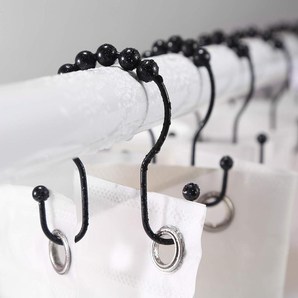 Shower Curtain Hooks, Stainless Steel Rust Resistant, Easy Installation & Smooth Glide, Fits Standard Shower Rods, 2 Hook Rings