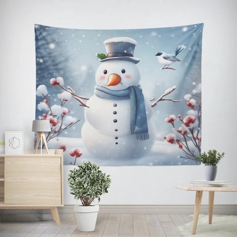 Christmas New Year Snowman Pattern Tapestry Living Room Sofa Car Interior Decorative Tapestry