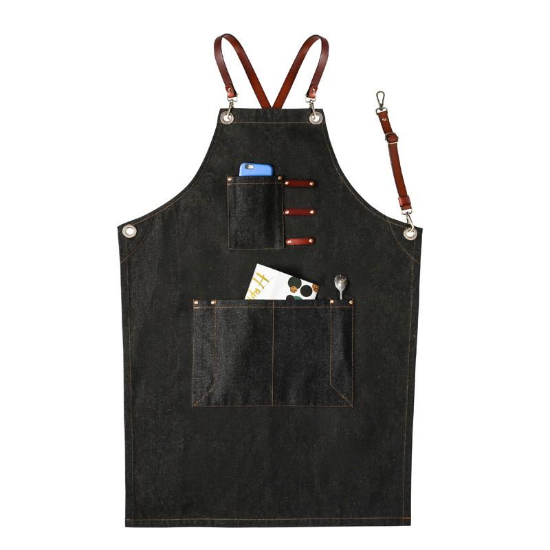 Unisex Working Apron PU Leather Strap Coffee Shop Barber Restaurant Florist Work