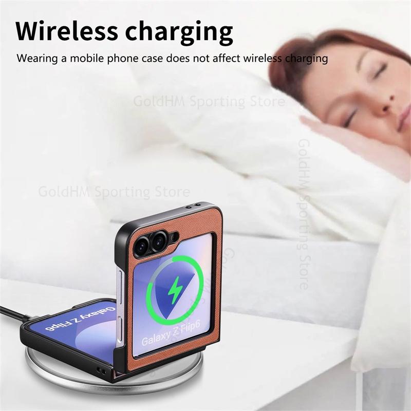 Magnetic Leather Phone For Magsafe Case For Samsung Galaxy Z Flip7 5G Wireless Charging Magsafing Protection Cover For Samsung Z Flip 7 6 5 4 Fundas