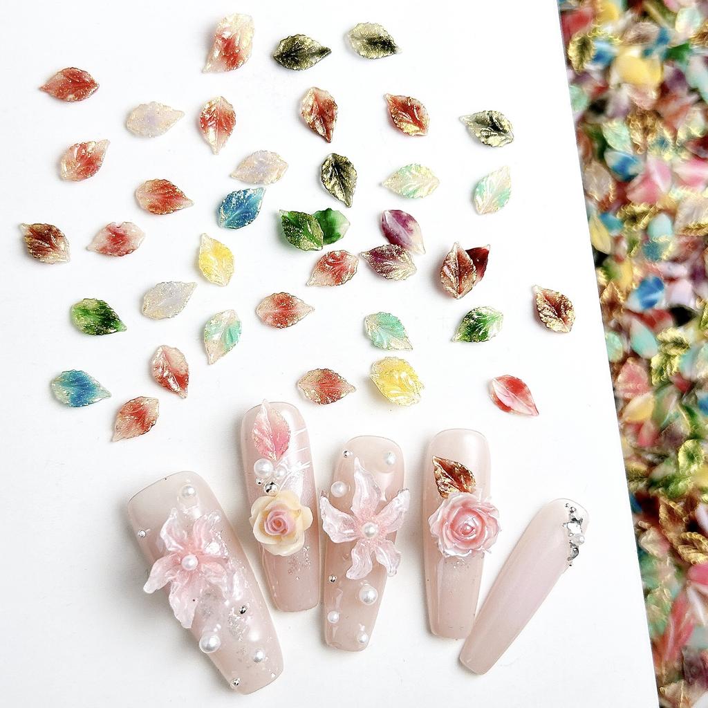 New Luminous Leaf Versatile Nail Art Decorations 3D Soft Carving Multi-Color Nail DIY Wearable Nail Decoration Materials