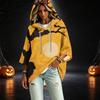 Women's Halloween Printed Hoodie 3/4 Sleeve Pullover Casual Tunic for Party