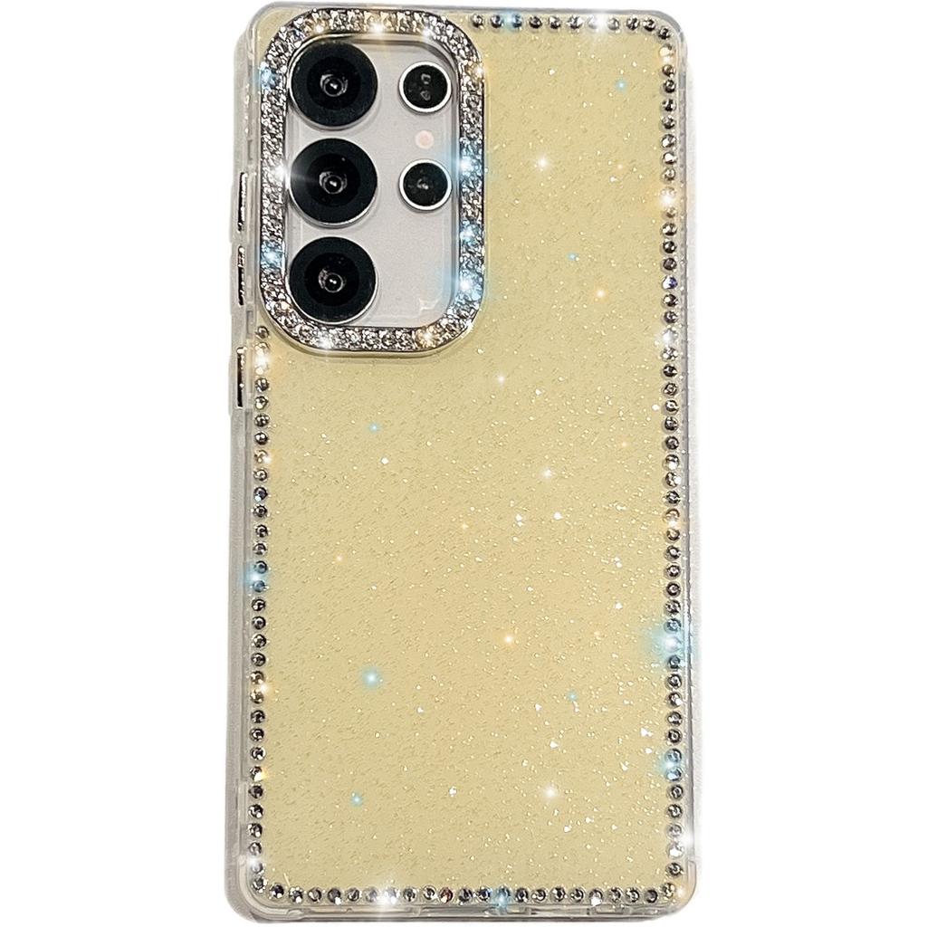 For Samsung Galaxy S24 Ultra Case Rhinestone Edge Glitter Back TPU+PC IMD Phone Cover