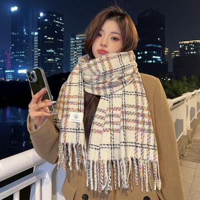 Damen Winter 2024 Imitationskaschmir Schal mit Karomuster - Koreanischer Stil Warmer Dicker Schal