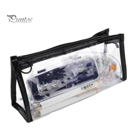 

Прозрачный пенал с застежкой-молнией, водонепроницаемая сумка для хранения туалетных принадлежностей, органайзер для канцелярских принадлежностей для школы, офиса и путешествий чёрный