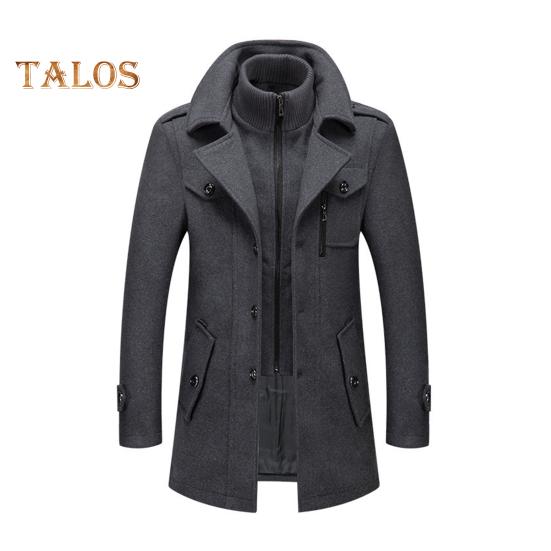 

Мужское шерстяное пальто с воротником-стойкой, однобортная однотонная куртка с карманами, осень-зима, средняя длина, верхняя одежда M серый