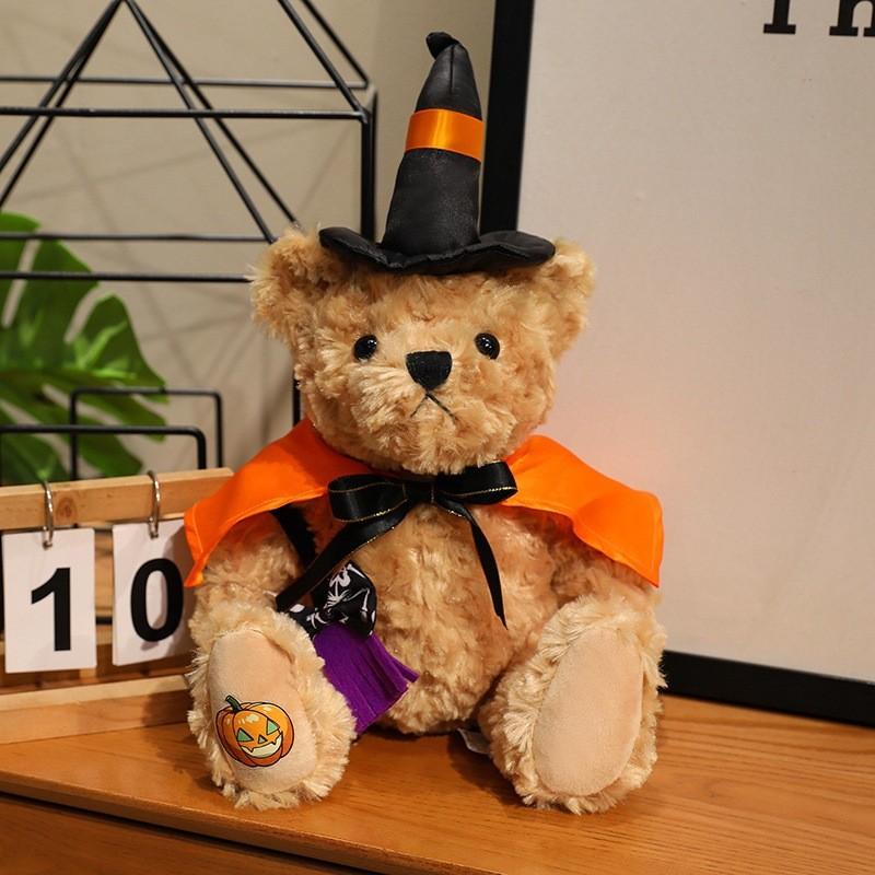 Teddy Witch Halloween Bear Plush Doll With Pumpkin Pattern Festive Gifts Decor