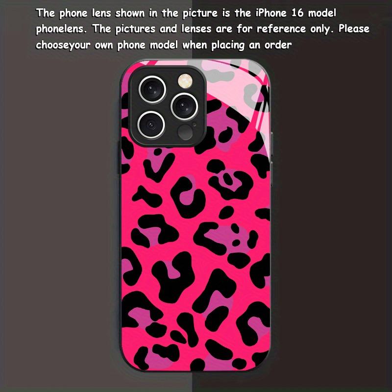 New Pink Leopard Print Tempered Glass Black Phone Case For Samsung Galaxy S25 S24 S23 Ultra Plus FE Protective Cover