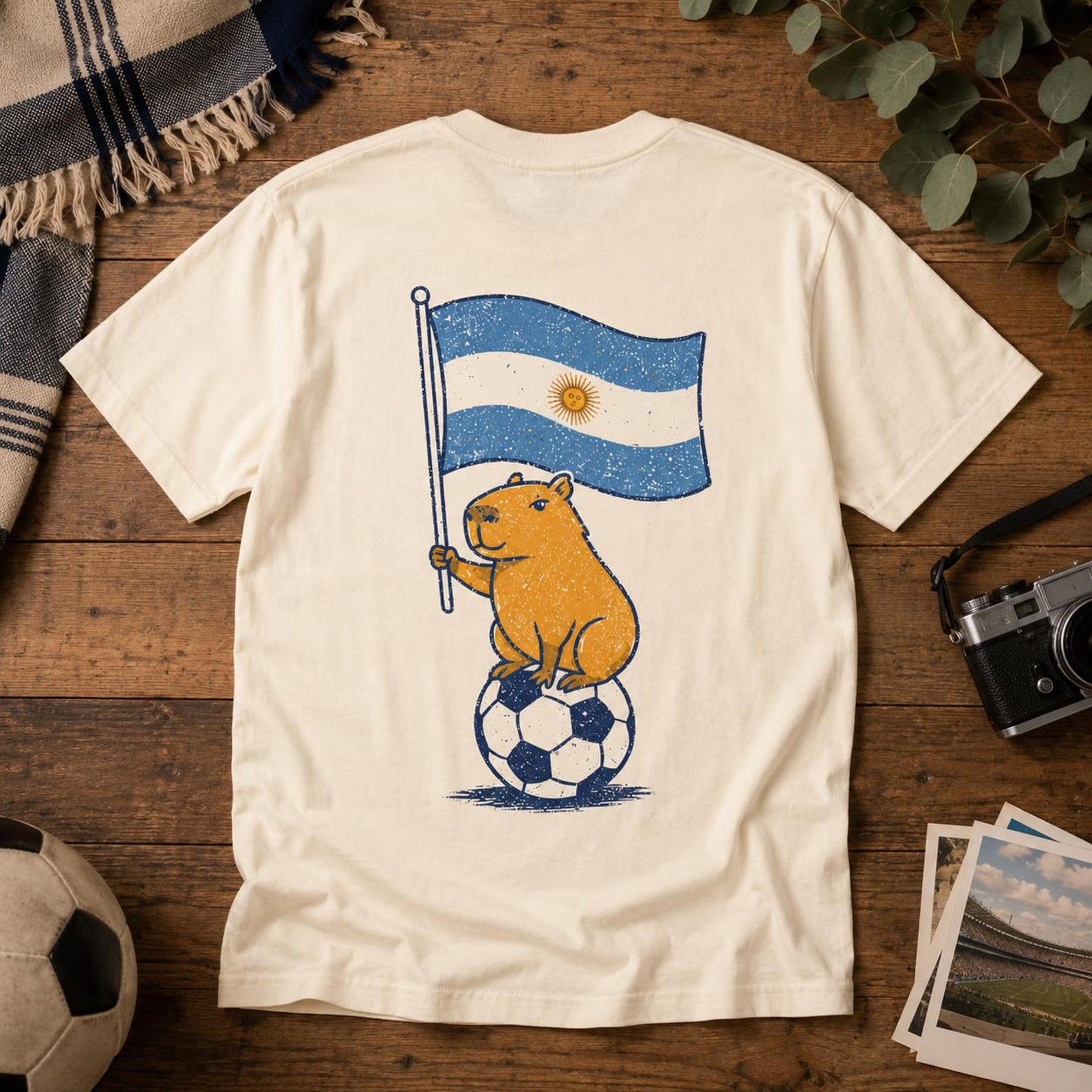 Argentina Capybara Soccer T-shirt | Vamos Football Tee XL