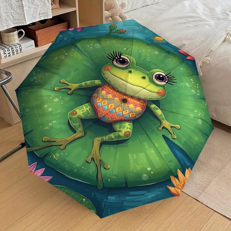 1PC Frog Lily Pad Umbrella-8-Rib Reinforced, Automatic Open, Lightweight & Durable, Cute Fashion Accessory for Outdoor-F2685