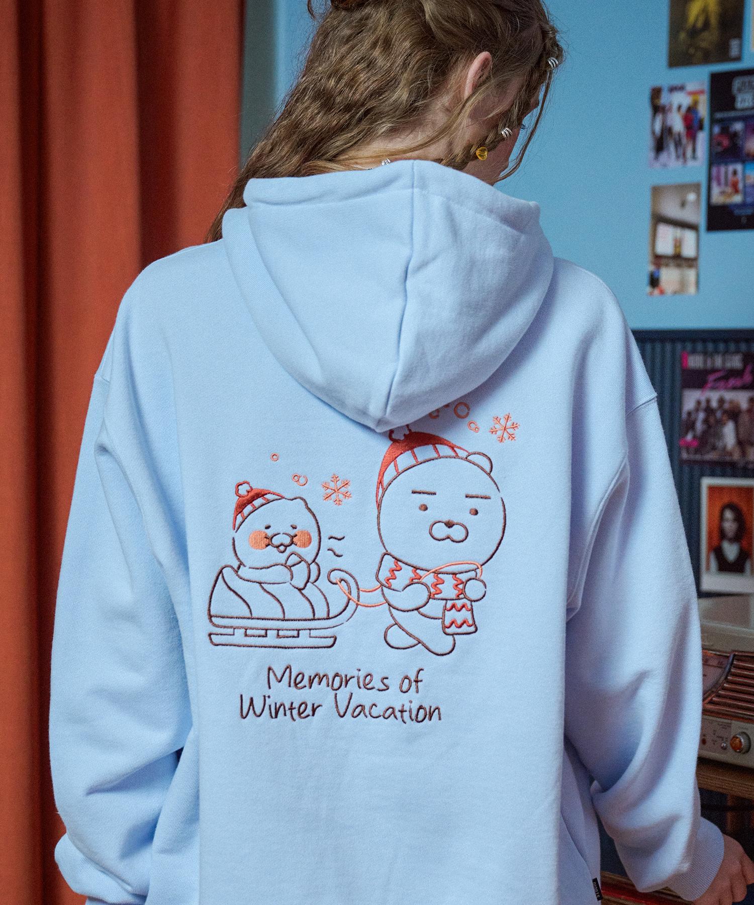 Compagno [Cpgn X Kakao Friends] Winter Ryan Hoodie Teal Blue Blue/M