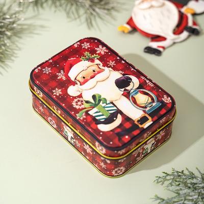 New Tinplate Christmas Tin Box Festival Ornaments Gift Gift Box New Year Party Supplies Candy Jar Christmas