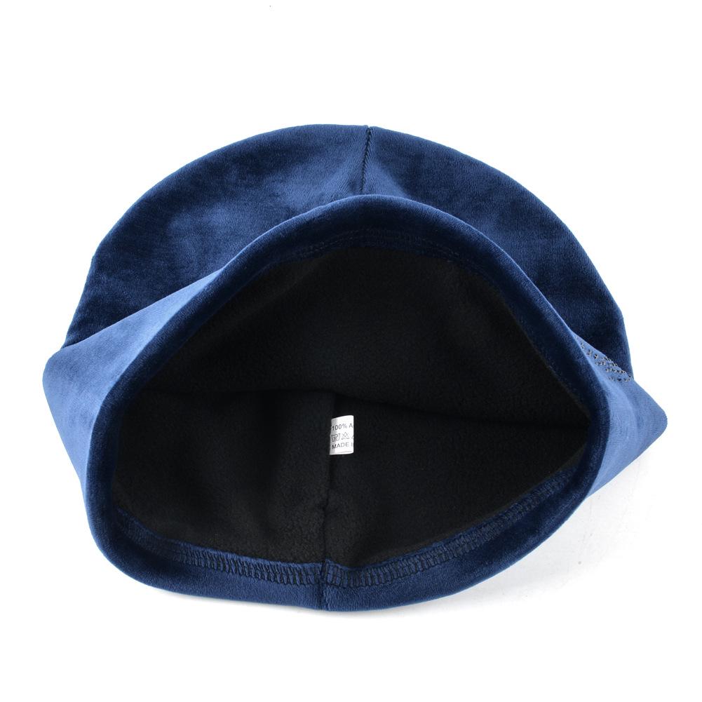 Velvet Warm Ear Protection Women's Knit Hat - Trendy Thick Winter Pullover, Solid Color