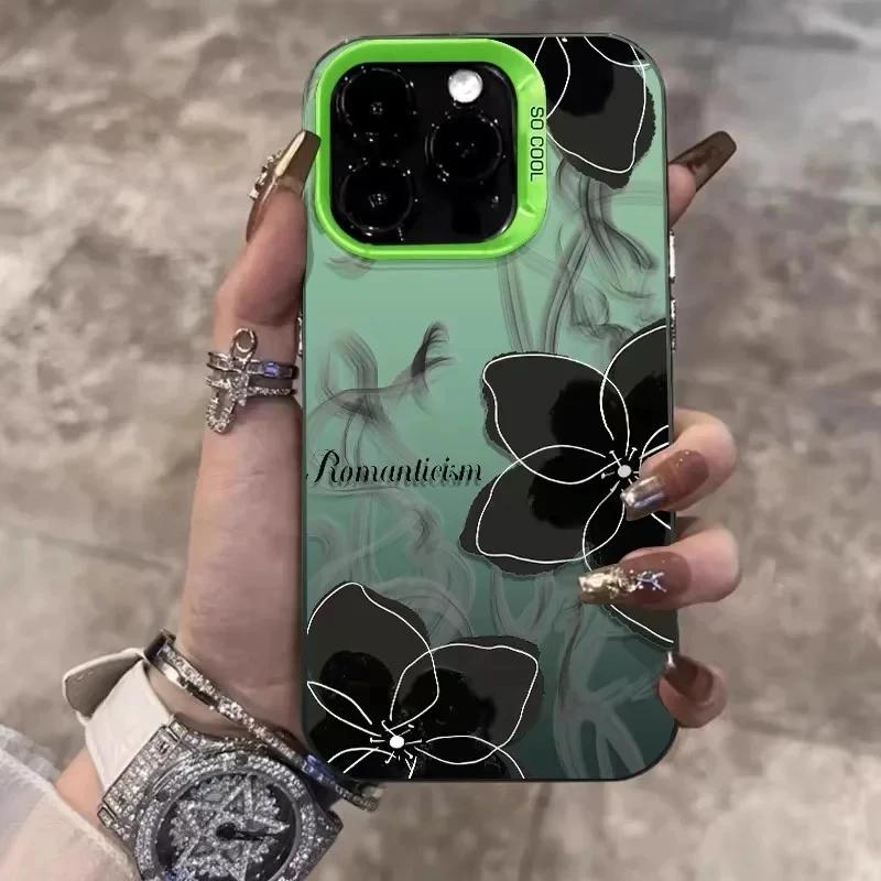 Luxury Florals Pattern Shockproof Phone Case For iPhone 15 14 13 12 11 Pro Max 7 8 Plus XS XR X Candy Color Flowers Back Cover