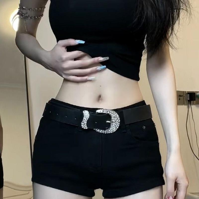 

Вдохновленный Уникальный Винтажный Женский Черный Ремень с Ослепительной Пряжкой из Страз для Модного Образа