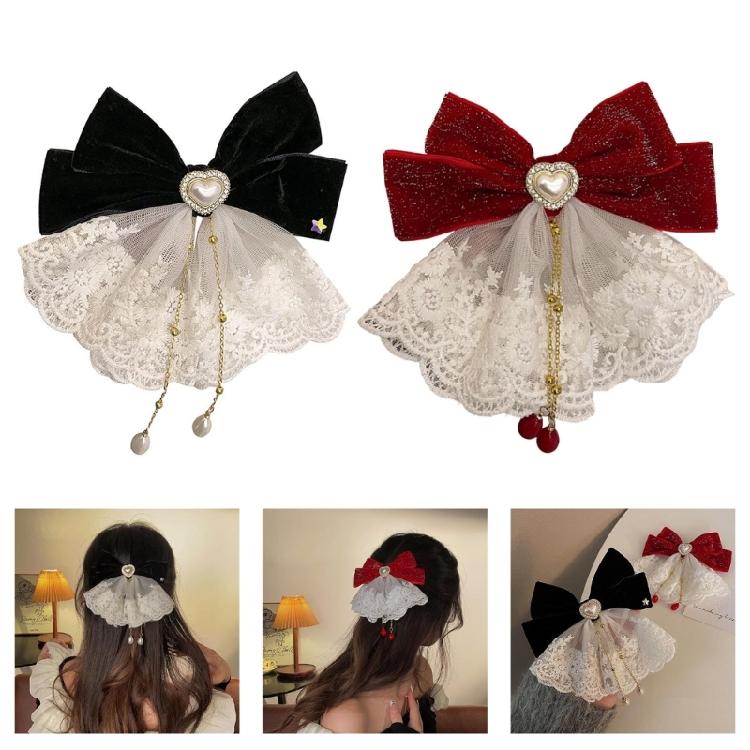 Contemporary Large Bows Barrettes Gentle Lace Construction Comfort Hair Clip For Women Kids