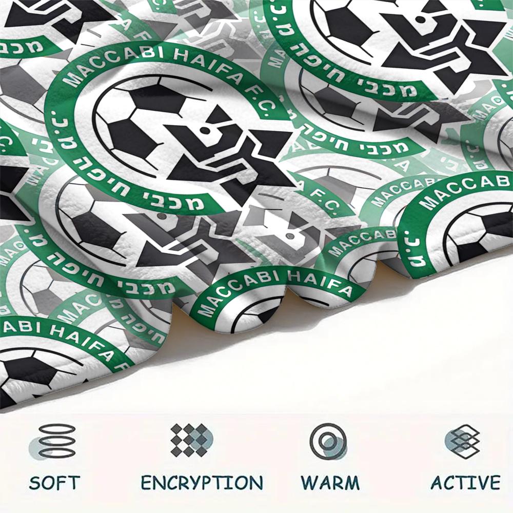 1Pc Maccabi-Haifa Print Flannel Blanket, High quality Comfortable for All Seasons, Home Decor, Warmth and Comfort, Perfect for Gifts