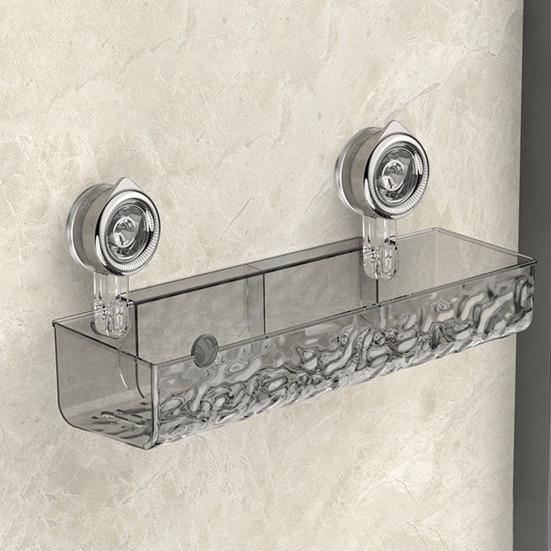 Bathroom Corner Storage Rack Suction Cup Waterproof Anti-slip Punch-free High Fence Transparent Thick Hollow Drainge Bottom Kitchen Hotel Wall