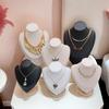 Solid Wood Necklace & Jewelry Display Stand with Portrait Model for Accessories, Rings, and Bracelets