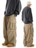 Summer men's high street style loose and versatile straight multi-pocket casual trousers thin overalls
