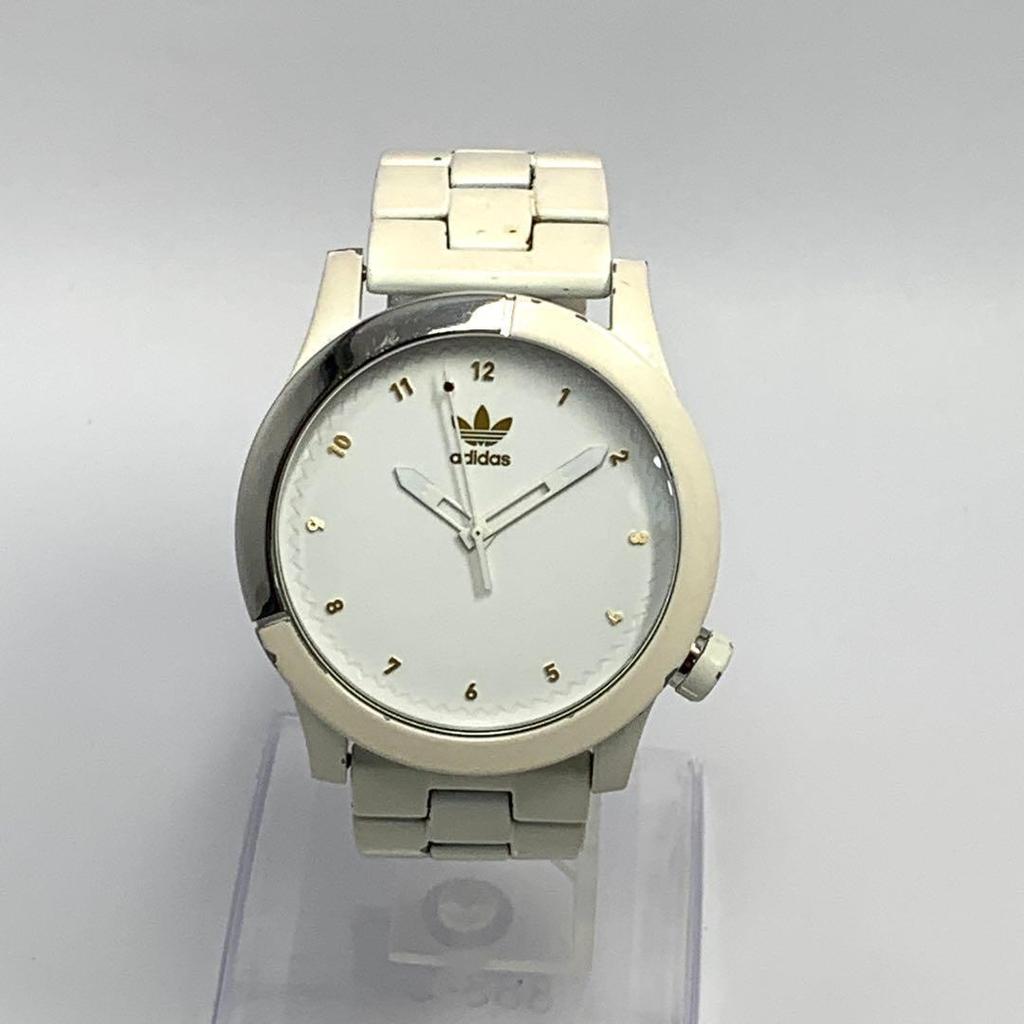 Used 127 [Battery replaced and cleaned] Working item NIXON men's watch Nixon adidas white rotating bezel screw pack quartz