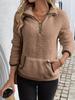 Cross-border spot 2025 European and American new women's clothing autumn and winter semi-turtleneck zipper pocket plush sweater