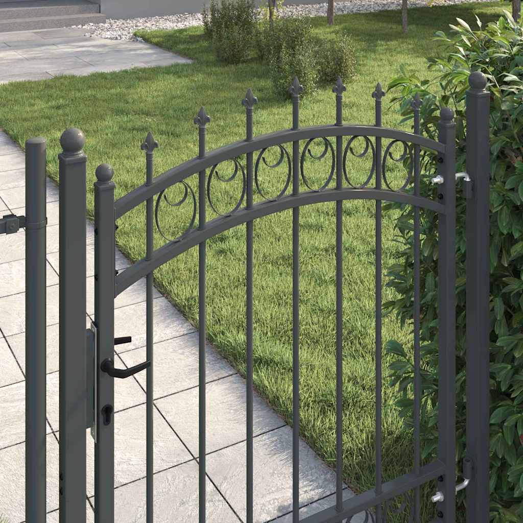EMMEN Wrought Iron Garden Gate with Ornamental Spikes 125 X 100 Cm
