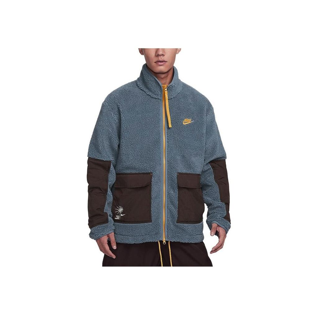 Nike Retro Sports Stand Collar Jacket Spliced Fabric Zipper Casual Sports Jacket Men Jackets Finn-Blue FV4022-491