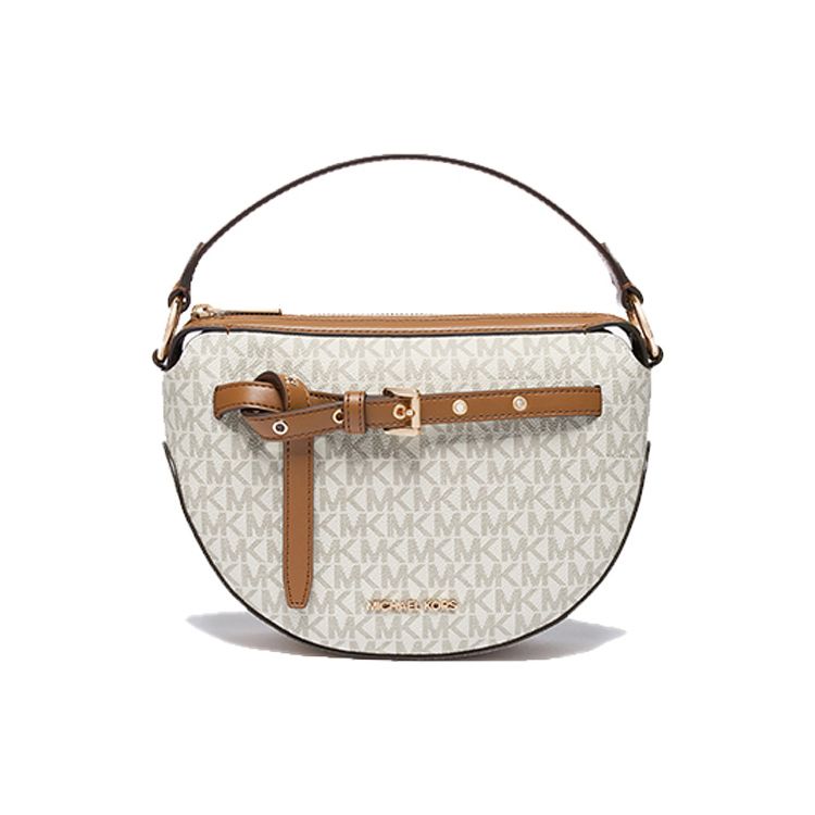 

Michael Kors MK Emilia Monogram Zip Closure Half-Moon Shape Faux Leather Saddle Bag Women handbags 35S1GU5C6B-150 Basic Set (Bag+Dust Bag)