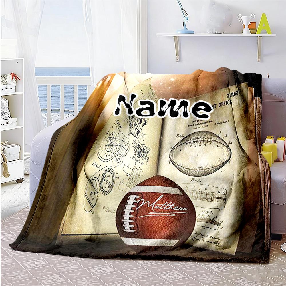 Football Book Customize Your Name Blanket Cozy Personalized Blanket Ultra-Soft Throw For Living Room Home Decor Nap Livingroom for All Occasions