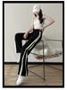 Women's Ice Silk Wide-Leg Sports Pants - Black, Thin, Straight, Loose, Casual Style for Spring, Summer, and Autumn