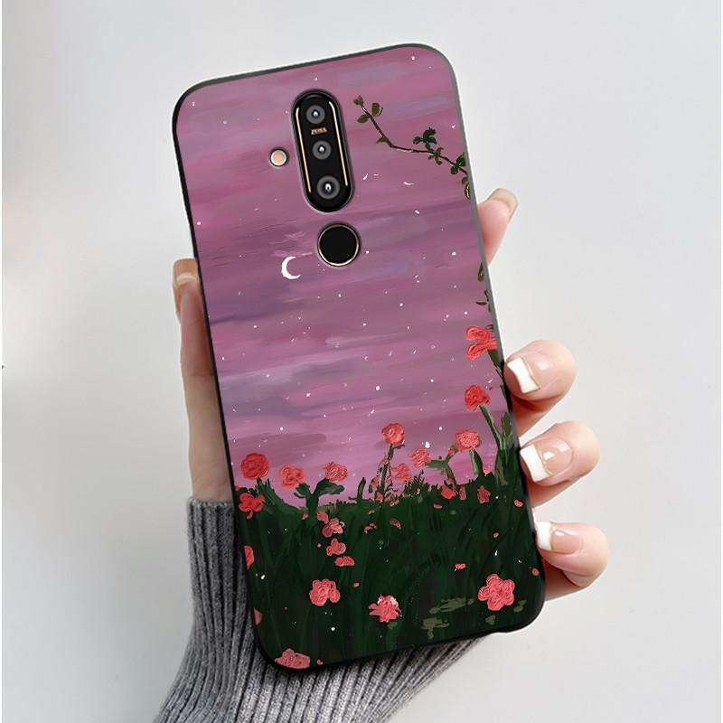 Casing For Nokia 8.1 Plus / Nokia 7.1 Phone Case Aesthetic Fashion Cute Cat Black Matte Soft TPU Silicone Shockproof Back Cover