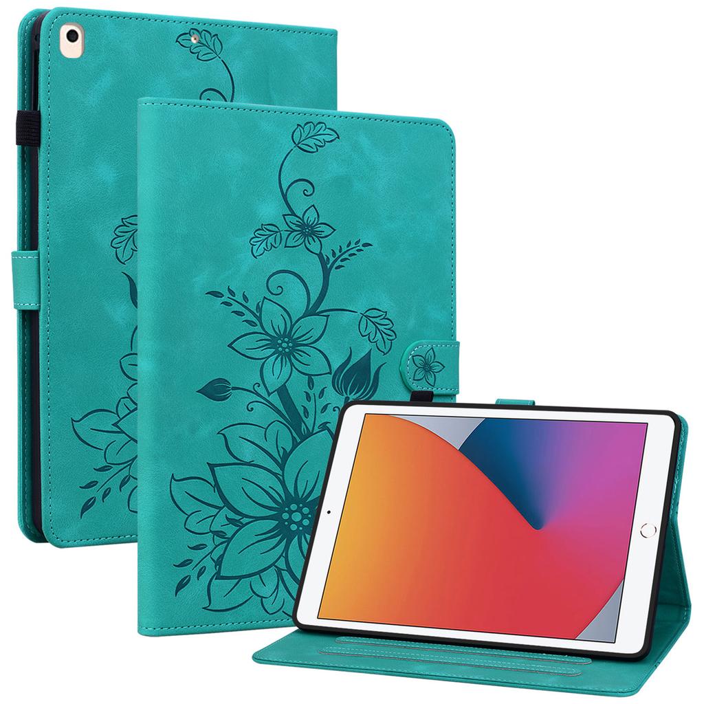 For iPad 10.2 (2021)/(2019)/(2020) Protective Case Anti-Drop Imprint PU Leather Tablet Cover