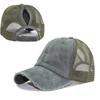Women Ripped Anti UV Mesh Ponytail Hat Adjustable Breathable Sports Baseball Cap