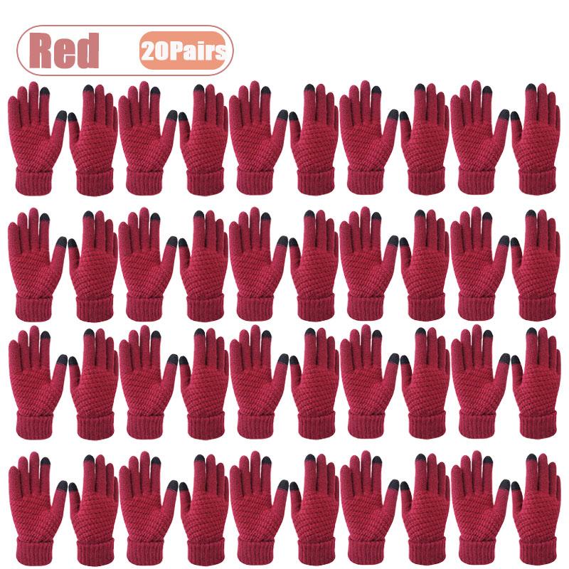 1-20Pairs Touchscreen Winter Gloves with Pineapple Design Fleece Lined Thick Warm Gloves for Students Cycling and Cold Weather