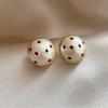 Silver Needle Retro Polka Dot Pearl Stud Earrings - Stylish, Versatile Design for Women