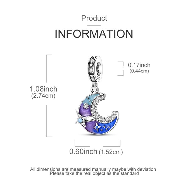 Charms Plata Mysterious Starry Sky Moon Stars Pendants Fit Original Bracelets Charms For Women Jewelry Diy Making Gifts