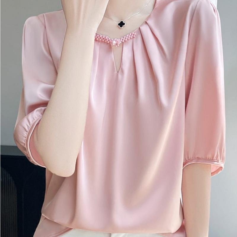 Navava Women Shirring Bead Point 5 Sleeve Blouse Nb3112