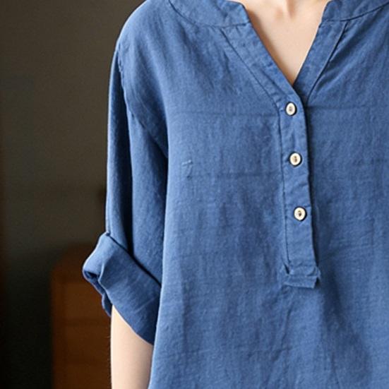 Damen Oberteile V-Ausschnitt Knöpfe Halbe Knopfleiste Langarm Mittellang Pullover Oberteile Lockerer Schnitt Einfarbig Lässige Oberteile Täglich