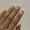 Exquisite Inlaid CZ Zircon Nail Ring for Women Creative Design Shiny Crystal Crown Flower Nail Open Ring Party Versatile Jewelry