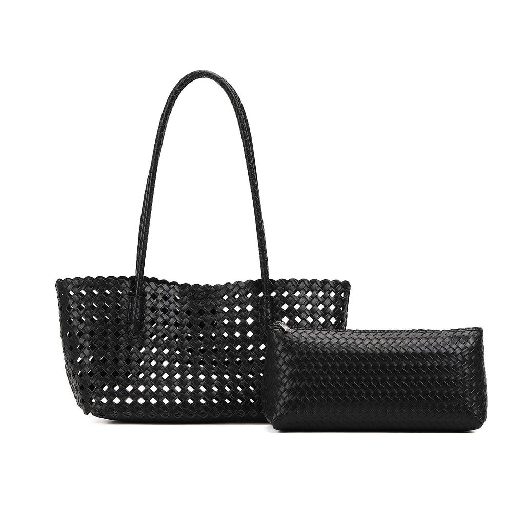 Hollow Woven Vegetable Basket, Large Capacity Commuting Handle, Mother Bag, Niche Trend, High-end Feeling, Single Shoulder Armpit Bag