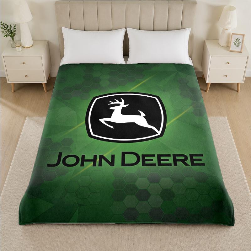 John Deere Print Flannel Blanket Cozy Lightweight Plush Throw Blanket For Bed Sofa Household Use