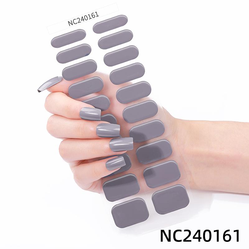 Hot Sell Custom Logo HEMA-Free Gel Polish Nail Stickers New Solid Color Styles Semi Cured Gel Nail Wraps 20 Gel Nail Strips