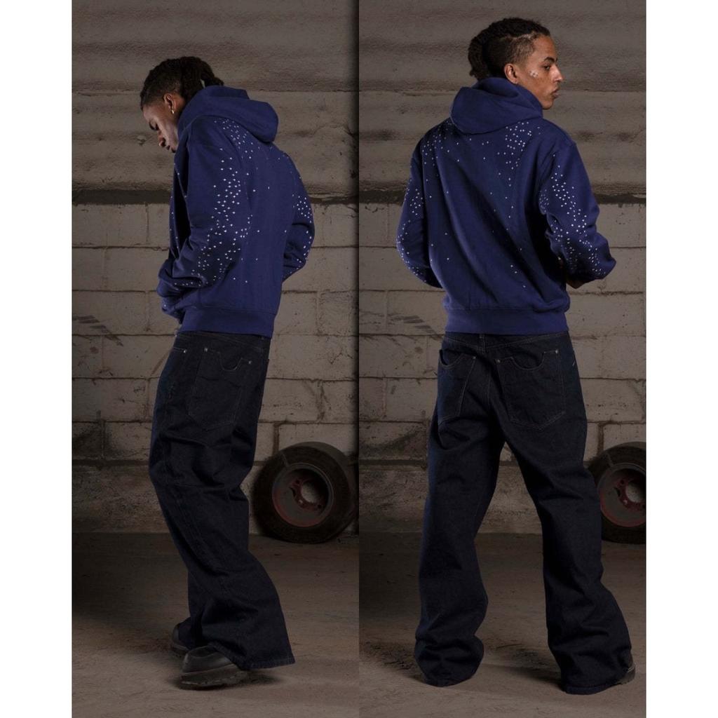 BeatStreet Chic Unisex Starry Sky Rhinestone Hoodie Women Modern Padded Shoulder Zipper Long Sleeve Jacket Street Casual Lady Sweatshirt