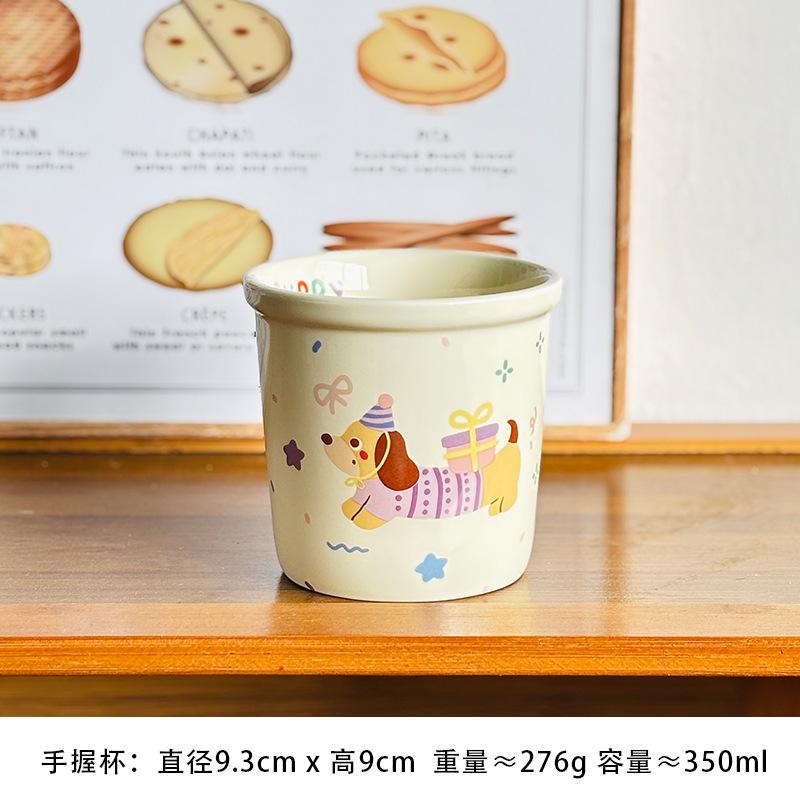 Cute Puppy Tableware Underglaze Colorful Wind Ceramic Bowl Household Dish Set Plate Rice Bowl Salad Bowl