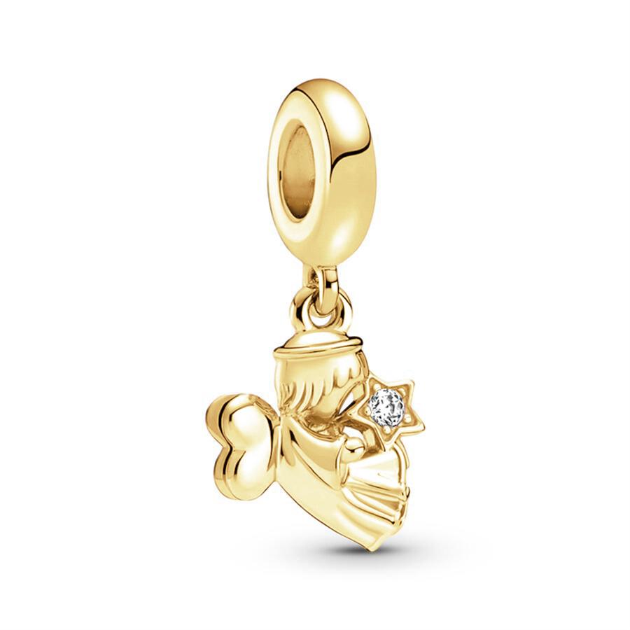 Diy Jewelry Gift Sparkling Golden North Star Lucky Star & Heart Splittable Sun & Moon Angel Charm Beads Fit Original Bracelets