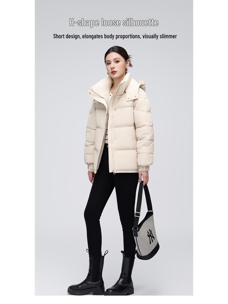 Women's Short Hooded Down Jacket - 2025 Korean Style, Petite, Winter Fashion, Thick White Duck Down, Hot Sale.