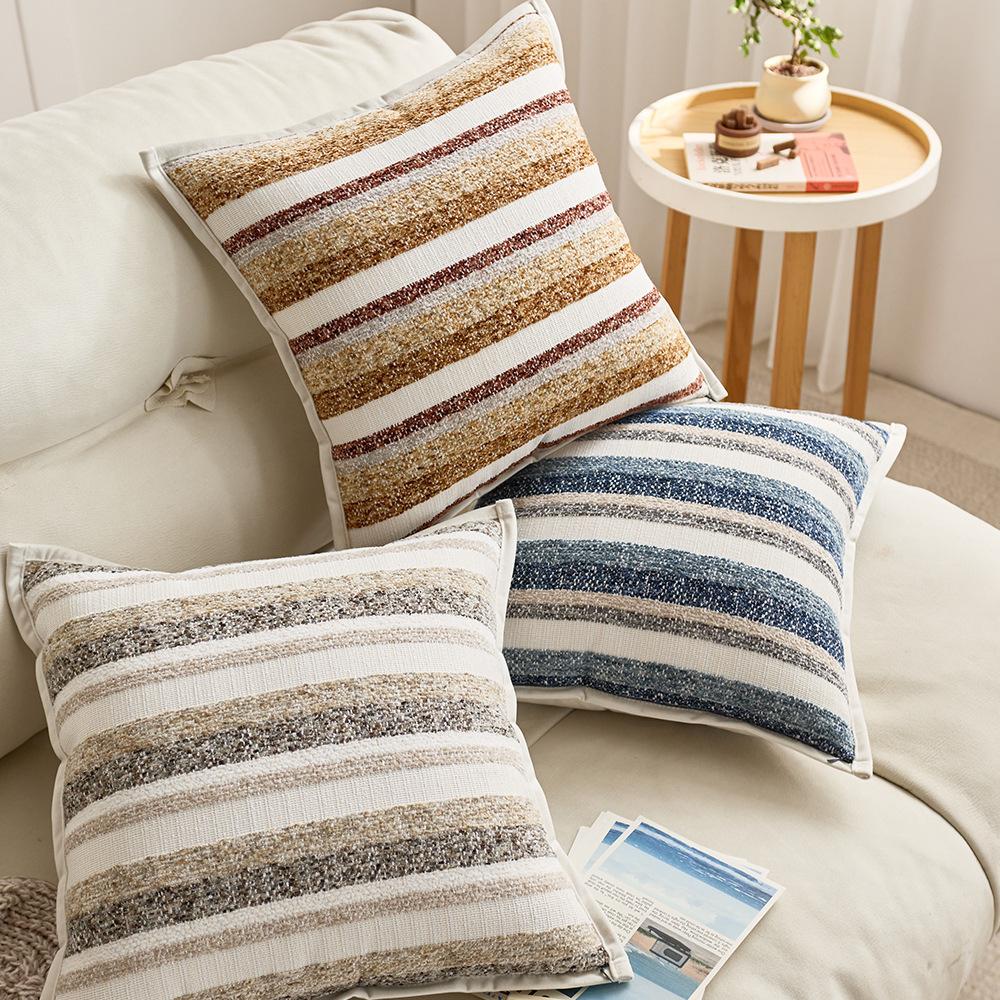 Luxury 3D Striped Jacquard Pillow Cover 45x45cm Soft Textured Cushion Case for Sofa Living Room Villa Home Decoration