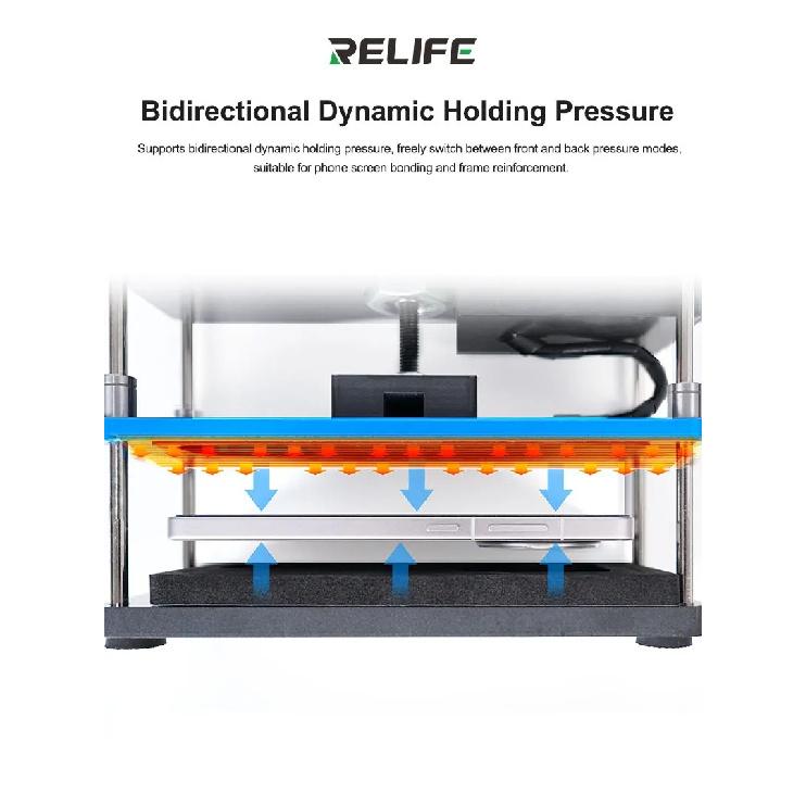 Tavolo a Pressione a Doppia Temperatura RELIFE LS5 SE per Riparazione Cellulari Telaio Riscaldante Cover Posteriore/Strumento di Rinforzo per Pressatura a Caldo Schermo