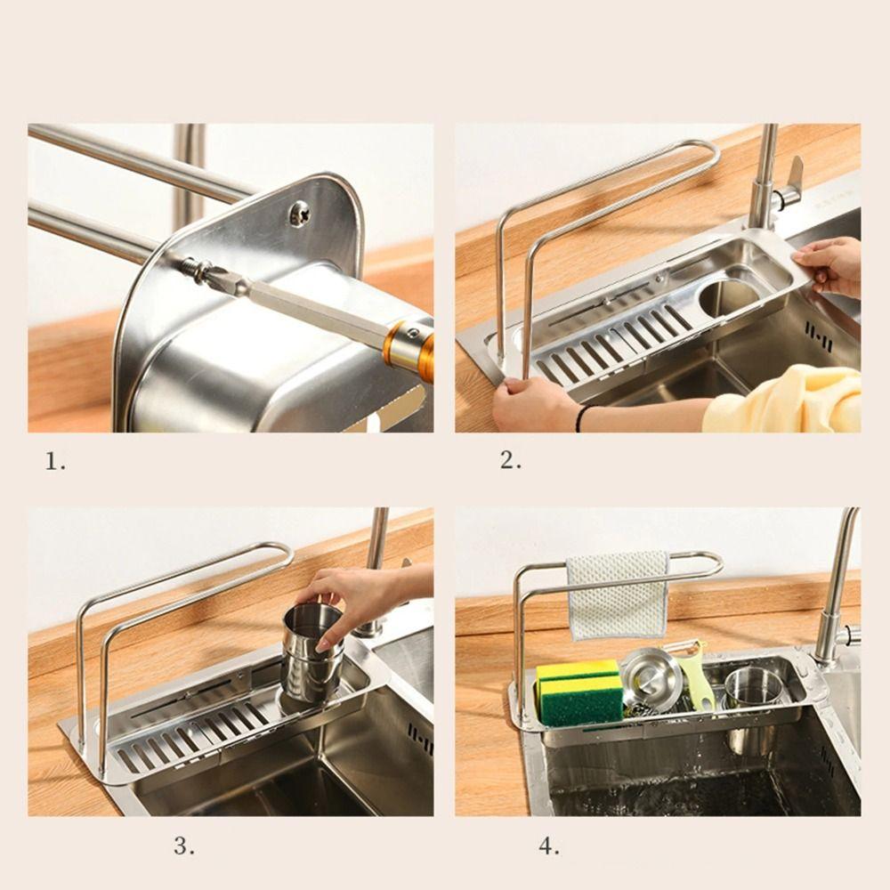 Stainless Steel Drainer Shelf Practical Kitchen Sink Organizer Drying Rack Sink Drain Shelf  Soap